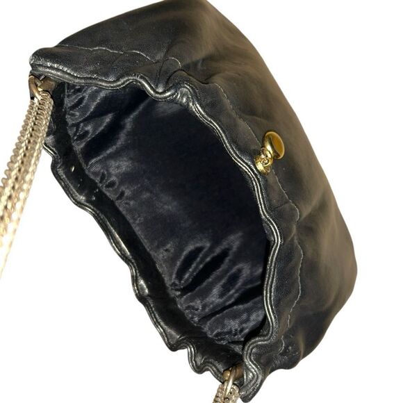 Vintage Ande Black Leather Clutch Evening Bag Purse Handbag Shoulder Bag - Picture 11 of 12